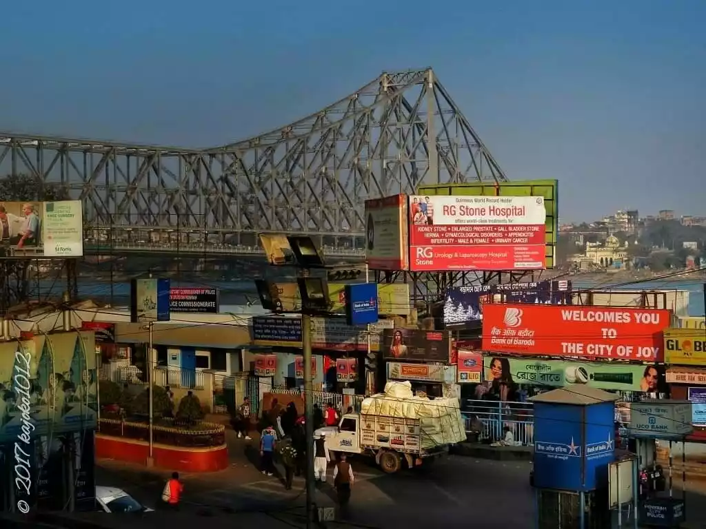 Outdoor billboard advertising in Kolkata’s busy Esplanade area